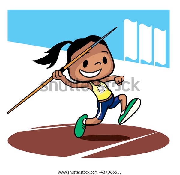 Javelin Throwing Competition Cartoon Character Vector vector de stock