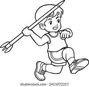 Javelin Throwing Kids Athlete Illustration