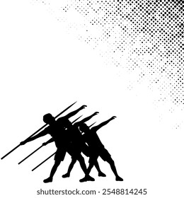 javelin throwing male silhouette background template vector
