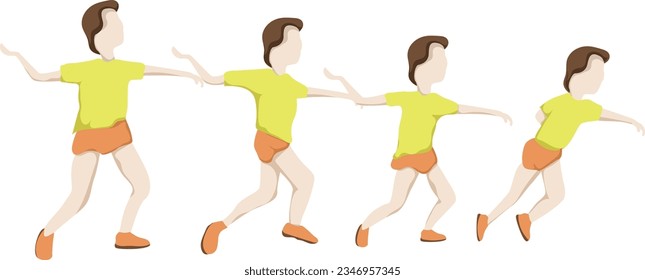 javelin throwing sports kid icon in a yellow shirt and orange pants