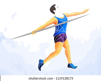 Javelin-throwing athlete vector