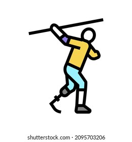 javelin-throwing person with a disability athlete color icon vector. javelin-throwing person with a disability athlete sign. isolated symbol illustration