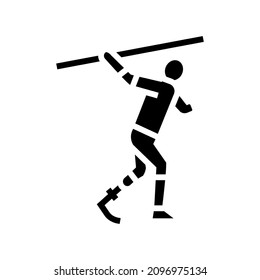 javelin-throwing person with a disability athlete glyph icon vector. javelin-throwing person with a disability athlete sign. isolated contour symbol black illustration