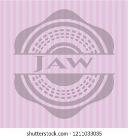 Jaw badge with pink background