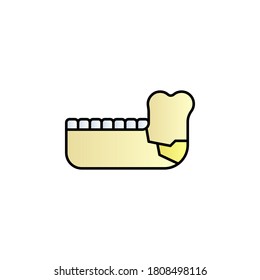 Jaw, bone, break color gradient vector icon