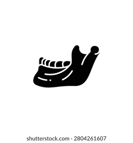 Jaw bone solid icon for skeletal anatomy, dental reference, healthcare, medical education, body structure, web, mobile apps, and infographic design, isolated