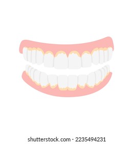 Jaw with caries teeth icon flat style. Open mouth, dentures. Dentistry, medicine concept. Isolated on white background. Vector illustration