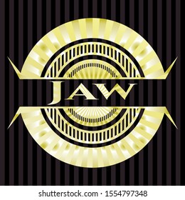 Jaw gold shiny badge. Vector Illustration. Detailed.