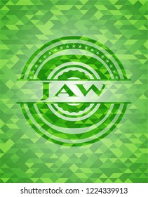 Jaw green emblem with mosaic ecological style background