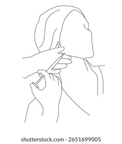 injeção no maxilar. Design plano de lipoaspiração Chin. Cirurgia estética no rosto com linhas pontilhadas. Para clínica de cirurgia plástica, 