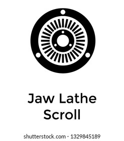 Jaw lathe scroll glyph vector icon