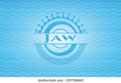 Jaw light blue water wave emblem background. Vector Illustration. Detailed.