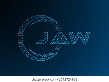 JAW baixo poli letra logotipo vetor design. JAW inferior poli design logotipo. Logotipo poli baixo.
