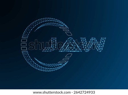 JAW low poly letter logo vector design. JAW lower poly logo design. Low poly logo.