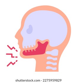 Jaw pain flat icon, facial injury 