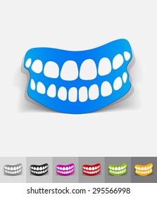 jaw paper sticker with shadow. Vector illustration