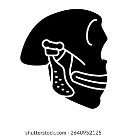 jaw prosthesis black glyph icon for digital and print projects.  Minimal clean icons for apps and websites. Modern simple icons for UI UX and branding