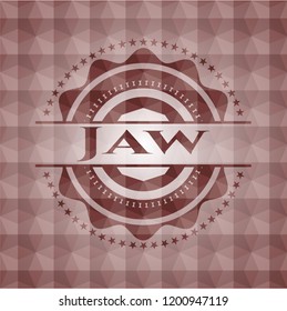Jaw red emblem with geometric background. Seamless.