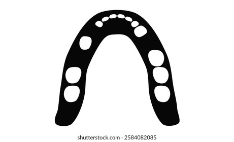 jaw with removed teeth, black isolated silhouette