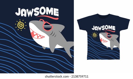 Jaw some with glasses  cartoon tshirt concept design