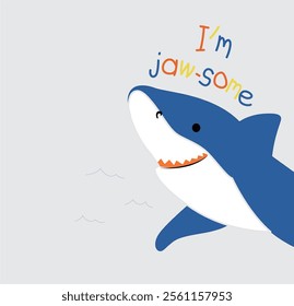 i am jaw some shark t-shirt graphic design vector illustration 