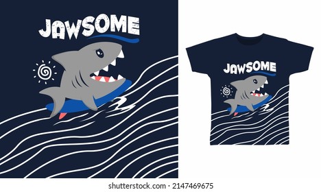 Jaw surf cartoon tshirt concept design