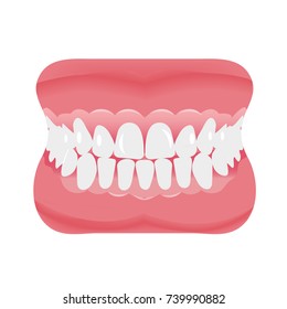 Jaw with teeth icon flat style. Open mouth, dentures. Dentistry, medicine concept. Isolated on white background. Vector illustration