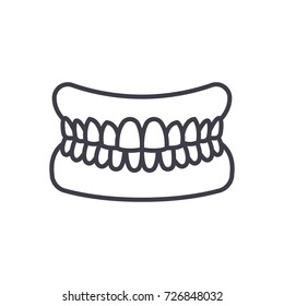 jaw with teeth vector line icon, sign, illustration on background, editable strokes