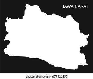 Jawa Barat Indonesia map black inverted silhouette illustration shape