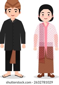Jawa Barat Traditional Clothes - Indonesian Culture Flat Cartoon Illustration