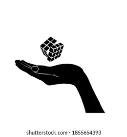 Jawa tengah, Indonesia - November 17, 2020 : Rubik's cube puzzle in hand
