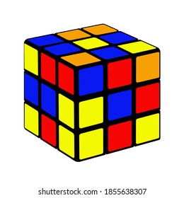 Jawa Tengah, Indonesia-November 17, 2020 : Rubik Cube Puzzle Vector Design