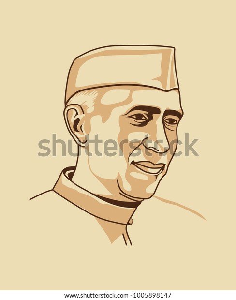 Jawaharlal Nehru Vector Drawing Stock Vector (Royalty Free) 1005898147