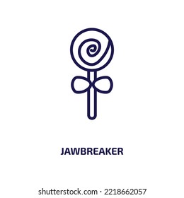 icono de jawbreaker de la colección de alimentos. Delgado rompeolas lineales, postre, icono de contorno de panadería aislado en fondo blanco. Signo de rompeolas vectoriales de línea, símbolo para web y móvil