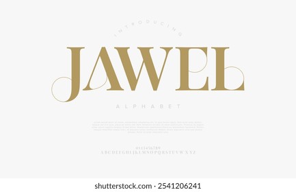 Jawel tipografia beleza moda elegante minimalista serif italic fontes decorativo casamento vintage retro logos. Logotipo de fonte de luxo mínimo alfabeto. Ilustração vetorial