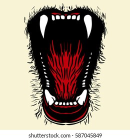 Jaws bear monster vector illustration