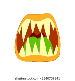 jaws monster mouth cartoon. snarl beast, creature devour, gnash chomp jaws monster mouth sign. isolated symbol vector illustration