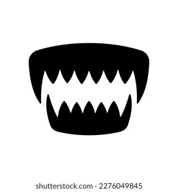 Jaws and teeth icon. Black silhouette. Front view. Vector simple flat graphic illustration. Isolated object on a white background. Isolate.