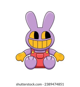 Jax bunny toy from The Amazing Digital Circus isolated on white background. Jax amazing digital circus vector clip art