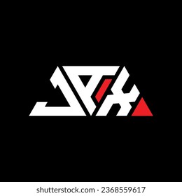 JAX triangle letter logo design with triangle shape. JAX triangle logo design monogram. JAX triangle vector logo template with red color. JAX triangular logo Simple, Elegant, and Luxurious design.