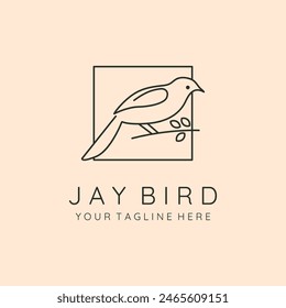 jay bird of ecuador line art logo vector symbol illustration design