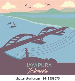 jayapura has bridge landmark which lay down on capital city of jayapura, papua province, Indonesia