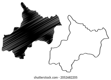 Jayashankar Bhupalpally district (Telangana State, Republic of India) map vector illustration, scribble sketch Jayashankar Bhupalpally map