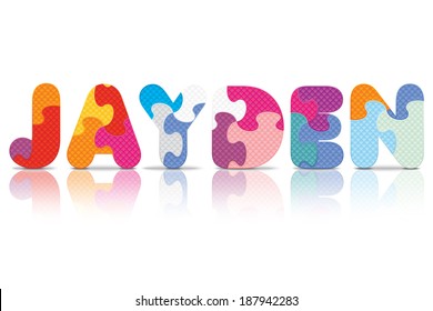 JAYDEN written with alphabet puzzle - vector illustration