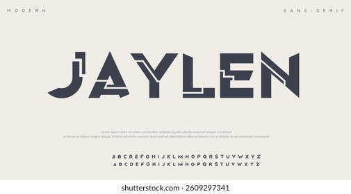 Jaylen Creative font. Modern abstract digital tech font. Logo creative font, type, technology, movie, digital, music, movie. Fonts and illustration in vector format.