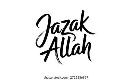 Jazak allah elegante diseño de tipografía de caligrafía islámica en negro sobre fondo blanco Gratitud Religioso para cartel Anuncio arte de la pared y redes sociales
