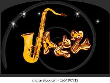 jazz abstract  inscription on black background with stars