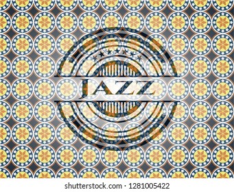 Jazz arabic badge background. Arabesque decoration.