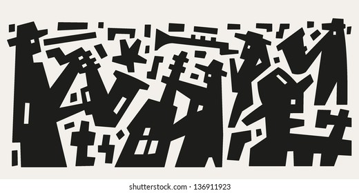 jazz band - abstract vector illustration