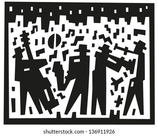 jazz band - abstract vector illustration